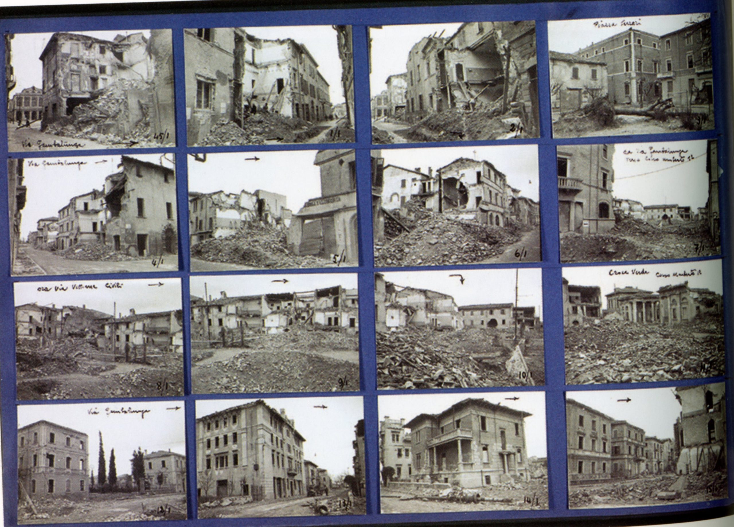 Rimini distrutta dalla guerra 1943-1944 — collage di fotografie storiche
